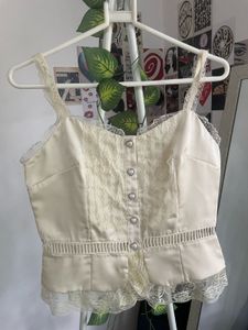 Cream Lace Trim Cami Top
