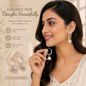 Elegant Silver Jhumka Hoop Earrings