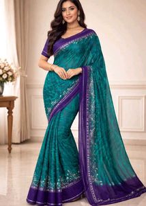 Elegant Teal & Purple Saree like new