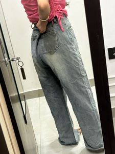 Light Wash Split Hem Jeans