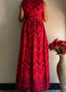 Vibrant Chevron Print Maxi Dress