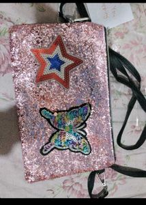 Sparkly Sequin Bag with Star & Butterfly Applique