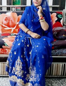 Royal Blue Embroidered rajputi Lehenga Ch