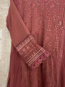 Elegant Embroidered Peach Kurti Set