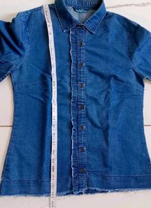 💫 Stylist Denim Ruffle Sleeve Shirt
