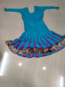 Brand New Blue Pink Royal Mirror work Anarkali