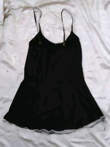 Cute Black Lace Trim Nightgown