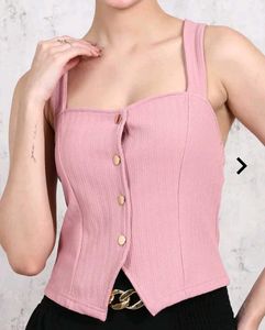 Chic Pink Button-Up Tank Top