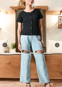 Classic Black Button-Up Top