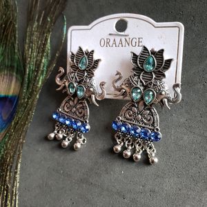 Elephant Lotus Drop Earrings