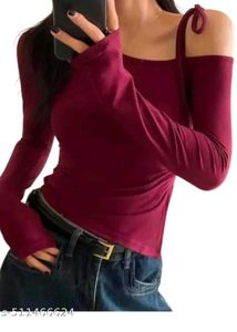korean Red Top with one shoulder