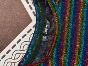 Sparkly Rainbow Striped Cropped Top