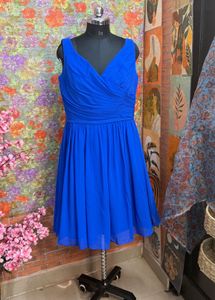 Stunning Royal Blue V-Neck A-Line Dress