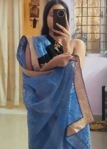 Elegant Black &amp; Blue Saree