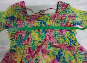 Chic Yellow Floral Bell Sleeve Top