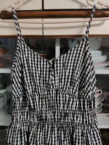 Black &amp; White Gingham Midi Dress