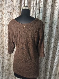 Elegant Brown Lace Top