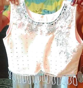 Blush Pink Embellished Lehenga and top for girls