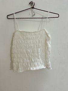 White ruched cami crop top