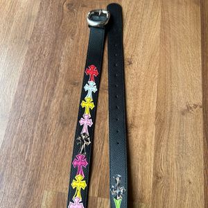 Chrome Hearts style Multicolor Cross Patch belt