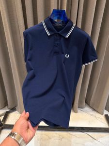FRED PERRY Navy Blue Polo Shirt with White Stripes