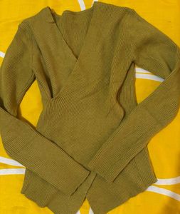 Stylish Yellow Wrap Top