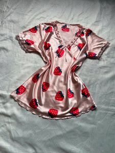 Strawberry Print Satin Nightdress