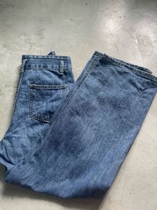 Wide Leg Blue Denim Jeans