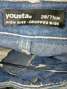 Blue Wide Leg Denim Jeans