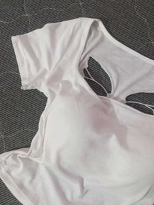 White Butterfly Cutout Tee