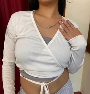 White Wrap Top, Black Heart Top