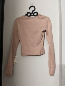 Soft Pink Long Sleeve Crop Top