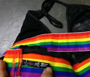 Rainbow Heart Bikini Top