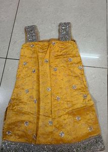 Golden yellow designer embroidered sharara