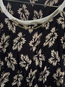 Women's Floral Print Top with Embellished Neckline