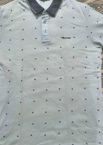 Men's powder Blue Triangle Print Polo Shirt