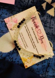 Elegant Black &amp; Crystal Anklet