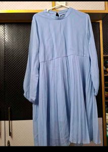 Chic Blue Pleated Fit &amp; Flare Dress