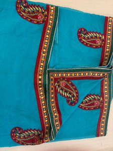 Embroidered Teal Saree