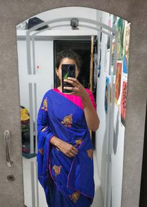 Blue Embroidered Saree and stiched blouse