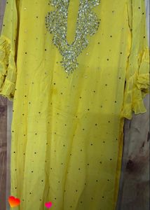Yellow mukaish work Kurta