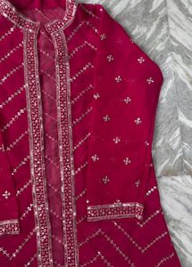 Vibrant Pink Ethnic lahenga with shrug
