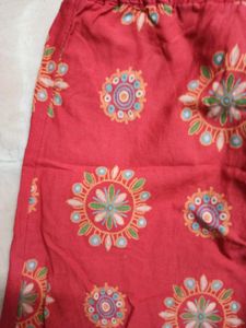 Red Ethnic Printed Fit-n-Flair Midi Dress
