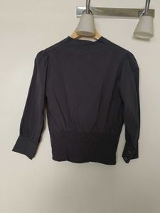 Chic Dark Grey Smocked Waist Blouse