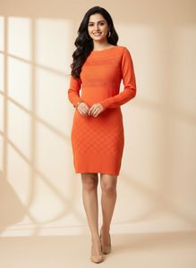 Orange Knit Mini Dress