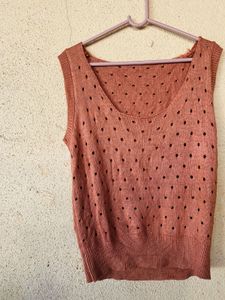 Sleeveless Polka Dot Knit Top