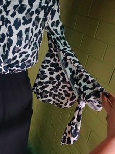 Leopard Print Wrap Top