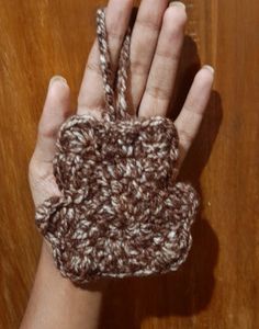 Crochet Small Teddy Bear Pouch [Brown - White]