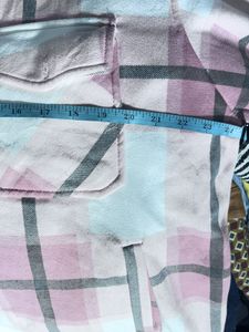 Pink Plaid Oversized Button-Up Shacket Shirt
