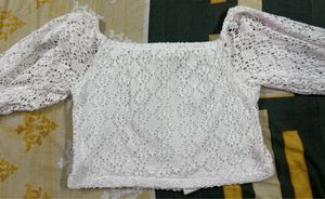 White Crochet Off-Shoulder Top